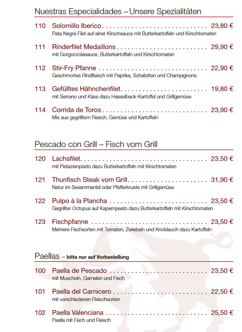 Nuetras Especialidades - Unsere Spezialitäten