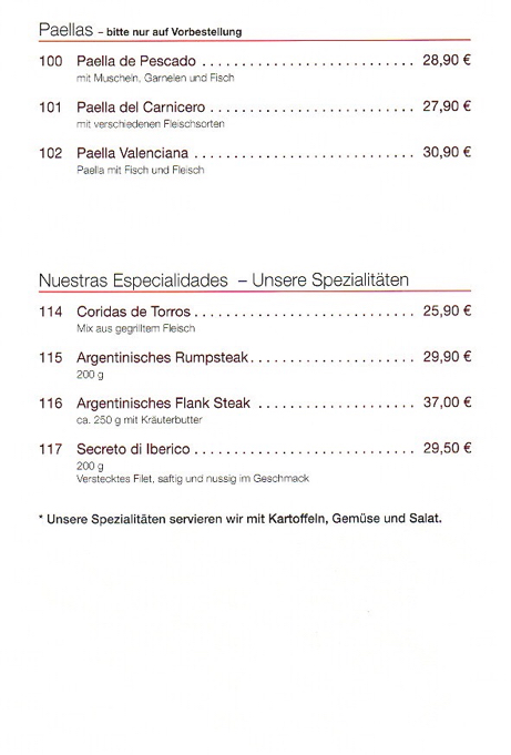 Paellas bitte nur auf Vorbestellung