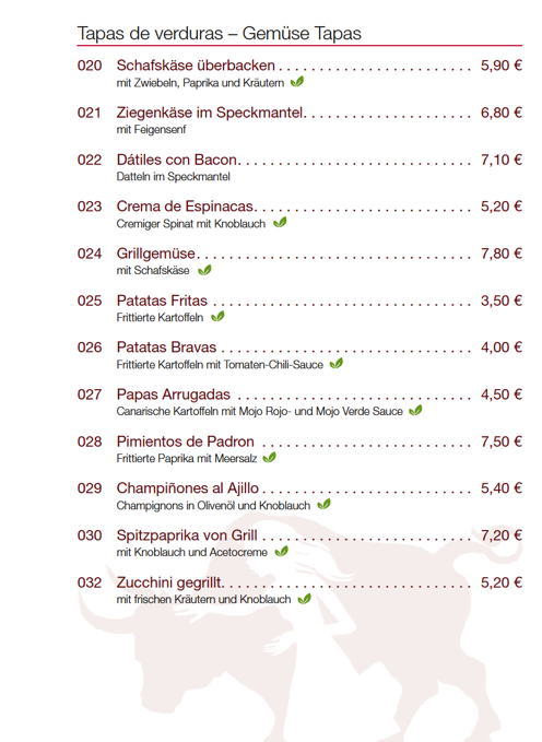 Tapas de verduras - Gemüse Tapas