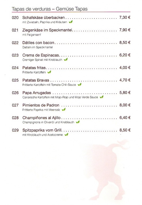 Tapas de verduras Gemüse Tapas
